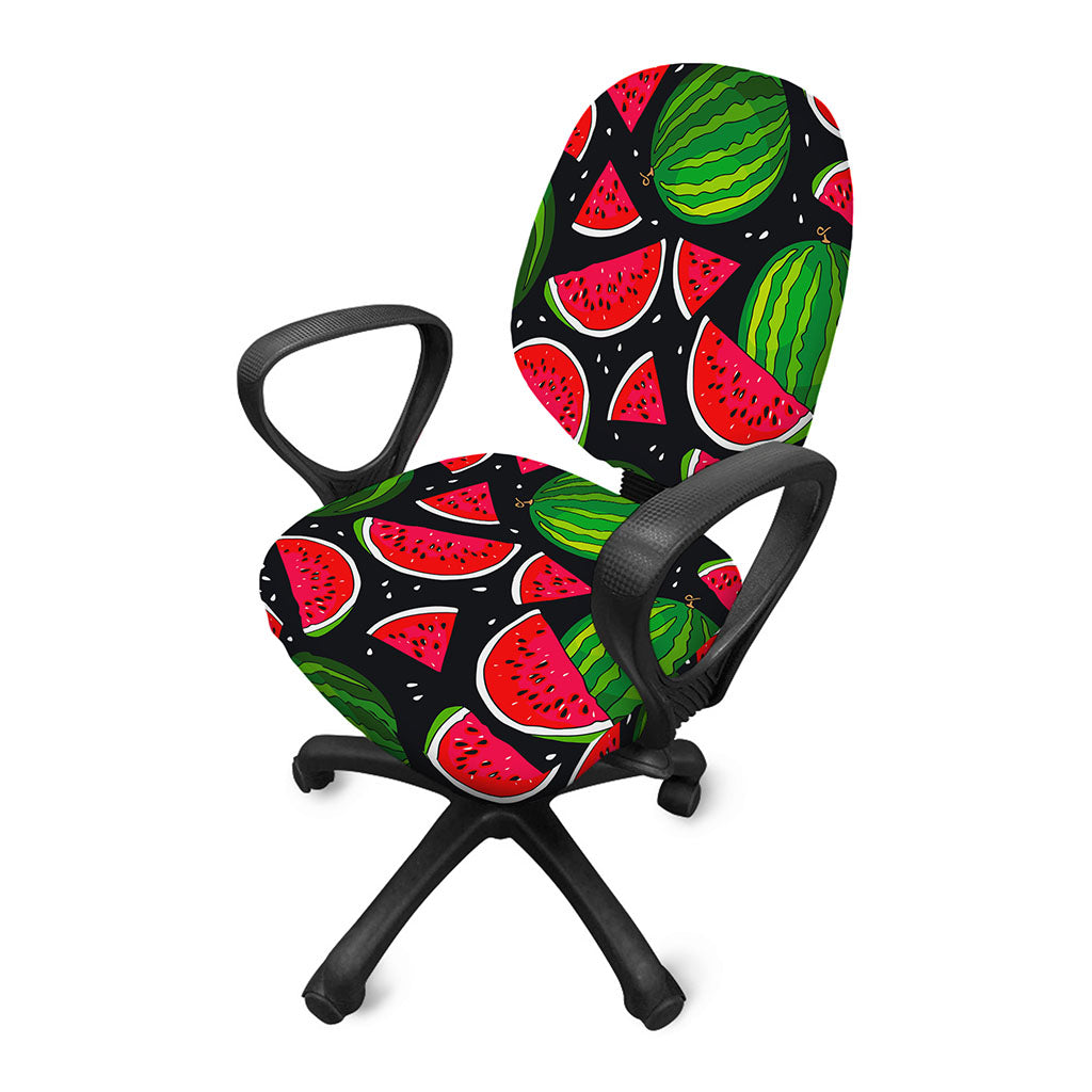 Black Watermelon Pieces Pattern Print Office Chair Cover