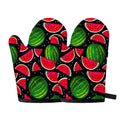Black Watermelon Pieces Pattern Print Oven Mitts
