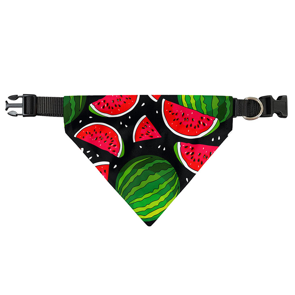Black Watermelon Pieces Pattern Print Over The Collar Dog Bandana