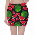 Black Watermelon Pieces Pattern Print Pencil Mini Skirt