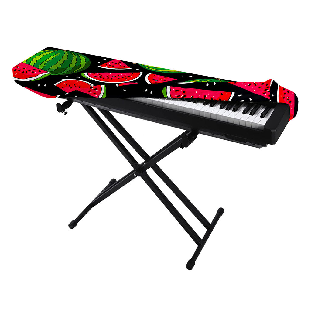 Black Watermelon Pieces Pattern Print Piano Keyboard Cover