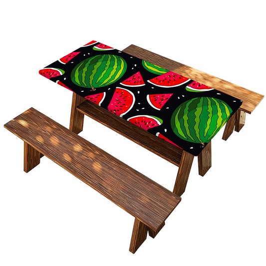 Black Watermelon Pieces Pattern Print Picnic Table Cover