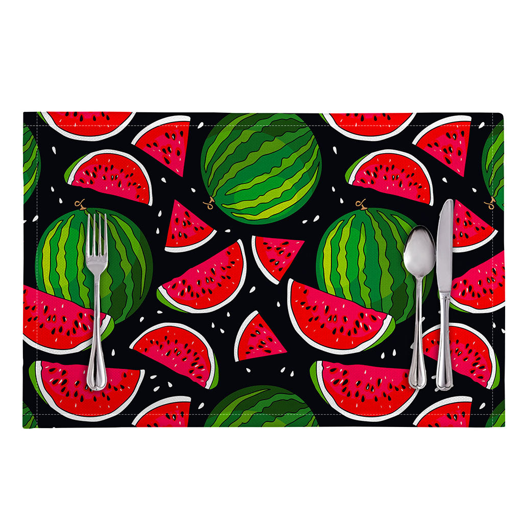 Black Watermelon Pieces Pattern Print Placemat