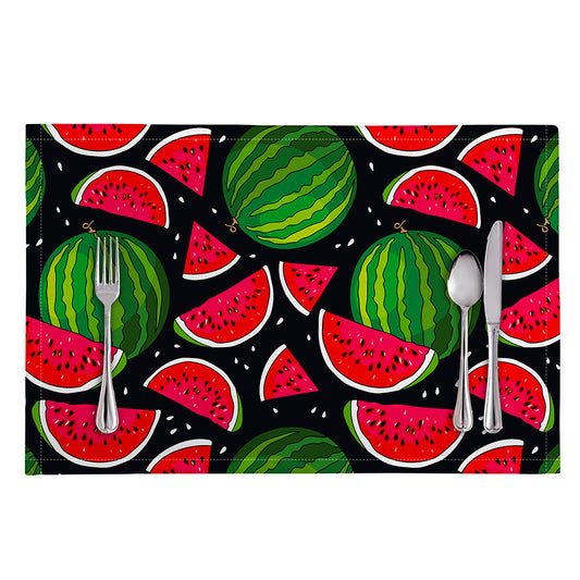 Black Watermelon Pieces Pattern Print Placemat