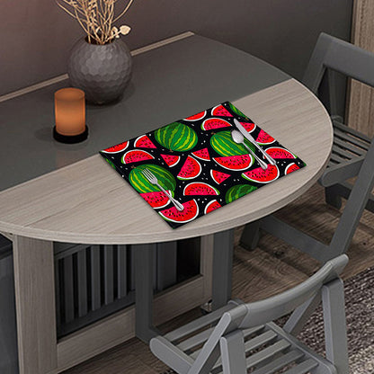 Black Watermelon Pieces Pattern Print Placemat