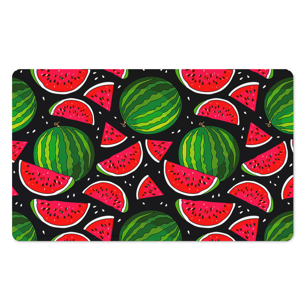 Black Watermelon Pieces Pattern Print Polyester Doormat