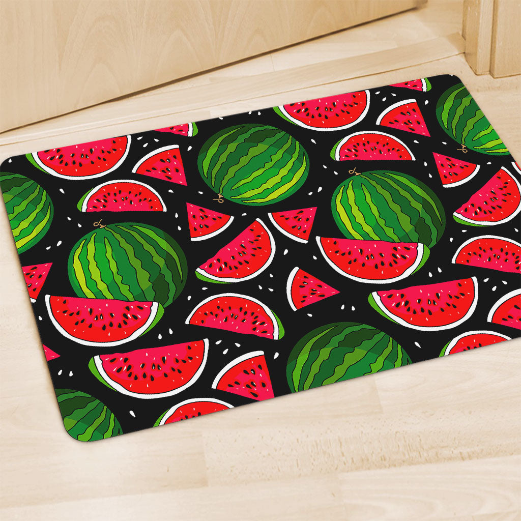Black Watermelon Pieces Pattern Print Polyester Doormat