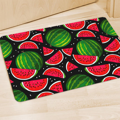 Black Watermelon Pieces Pattern Print Polyester Doormat