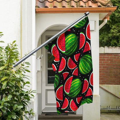 Black Watermelon Pieces Pattern Print Polyester Flag