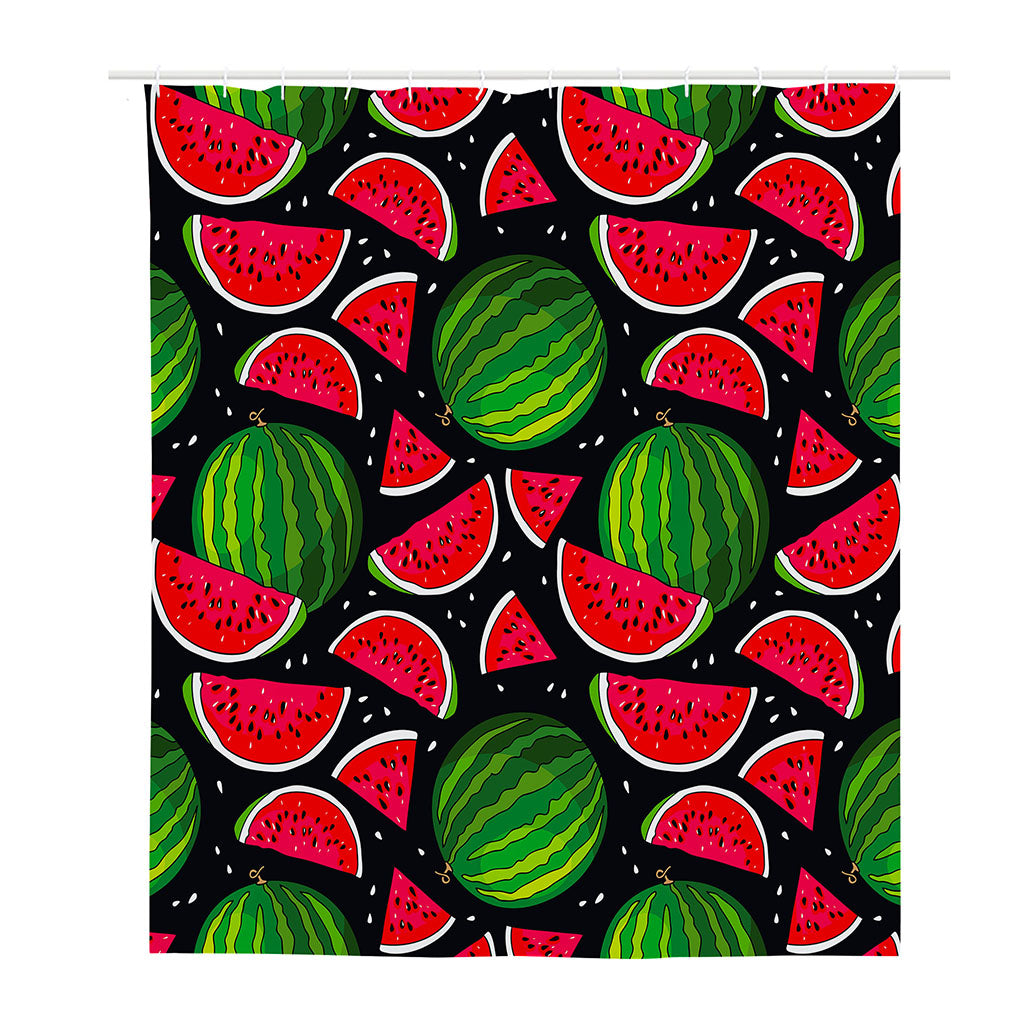 Black Watermelon Pieces Pattern Print Polyester Shower Curtain