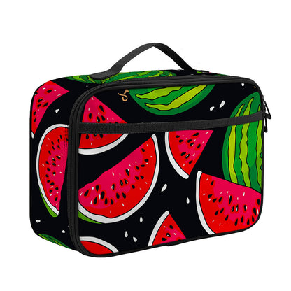 Black Watermelon Pieces Pattern Print Portable Lunch Bag