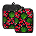 Black Watermelon Pieces Pattern Print Pot Holders With Pocket