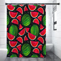 Black Watermelon Pieces Pattern Print Premium Shower Curtain