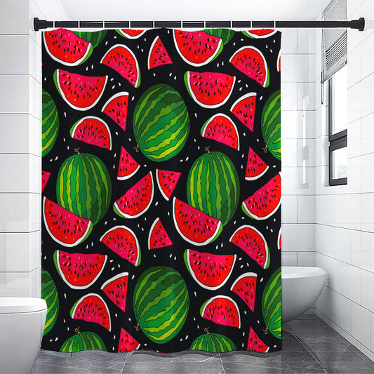 Black Watermelon Pieces Pattern Print Premium Shower Curtain