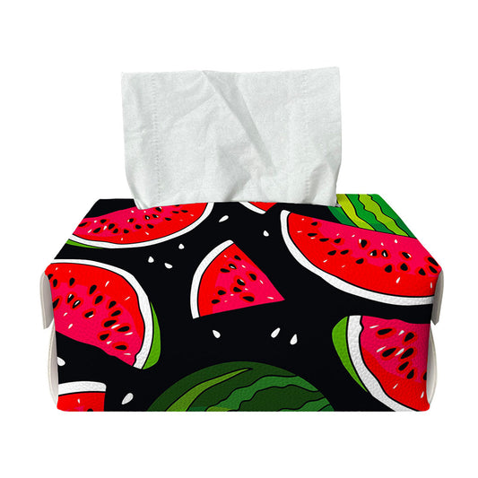 Black Watermelon Pieces Pattern Print Rectangle Tissue Box Cover