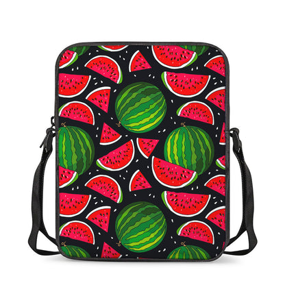 Black Watermelon Pieces Pattern Print Rectangular Crossbody Bag