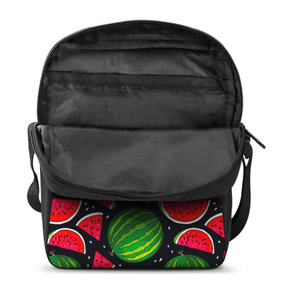 Black Watermelon Pieces Pattern Print Rectangular Crossbody Bag