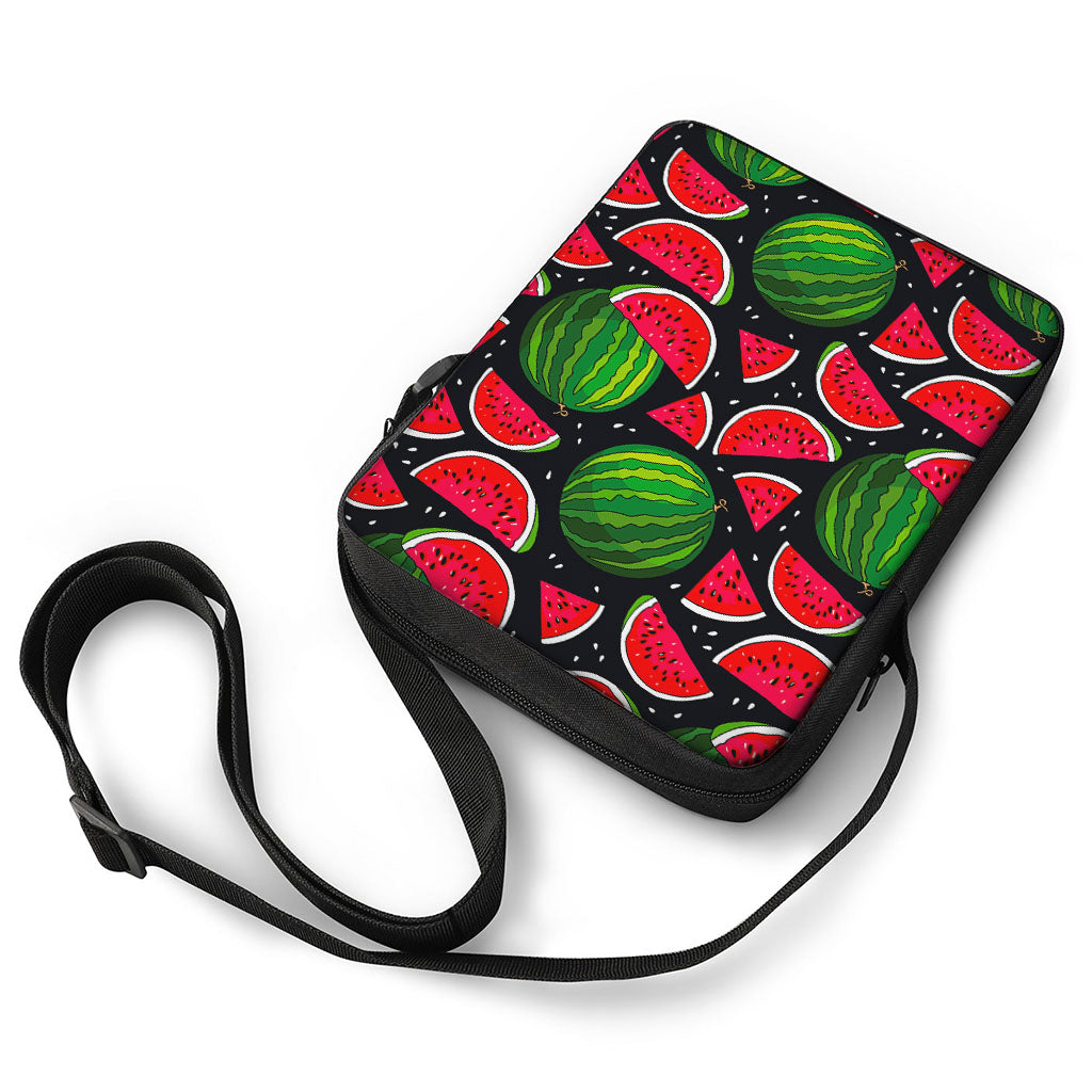 Black Watermelon Pieces Pattern Print Rectangular Crossbody Bag