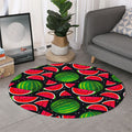 Black Watermelon Pieces Pattern Print Round Rug