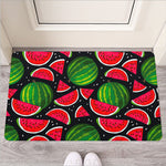 Black Watermelon Pieces Pattern Print Rubber Doormat