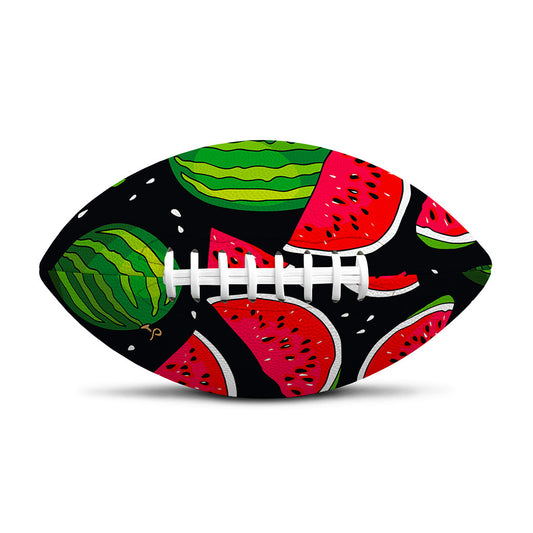 Black Watermelon Pieces Pattern Print Rugby Ball