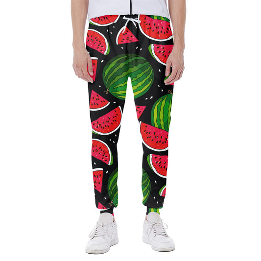 Black Watermelon Pieces Pattern Print Scuba Joggers