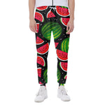 Black Watermelon Pieces Pattern Print Scuba Joggers