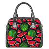 Black Watermelon Pieces Pattern Print Shoulder Handbag