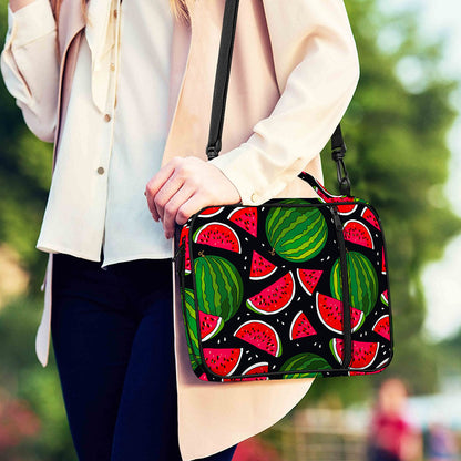 Black Watermelon Pieces Pattern Print Shoulder Strap Bible Bag