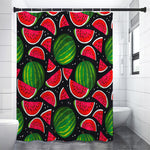 Black Watermelon Pieces Pattern Print Shower Curtain