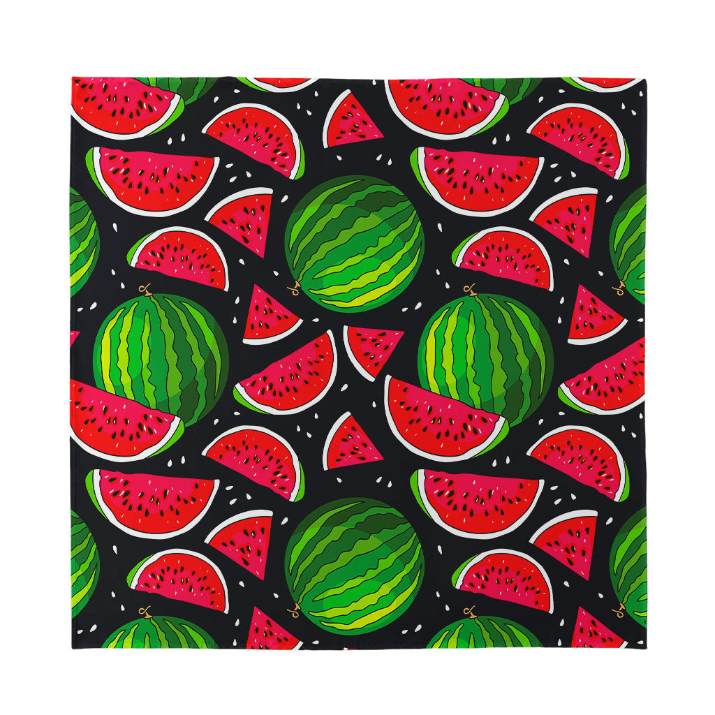 Black Watermelon Pieces Pattern Print Silk Bandana