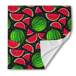 Black Watermelon Pieces Pattern Print Silk Bandana