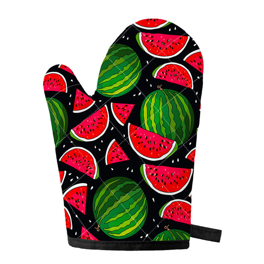 Black Watermelon Pieces Pattern Print Single Oven Mitt