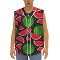 Black Watermelon Pieces Pattern Print Sleeveless Baseball Jersey