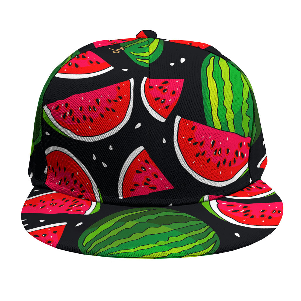 Black Watermelon Pieces Pattern Print Snapback Cap