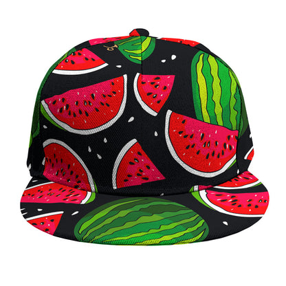 Black Watermelon Pieces Pattern Print Snapback Cap