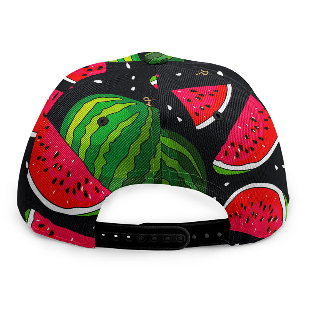 Black Watermelon Pieces Pattern Print Snapback Cap