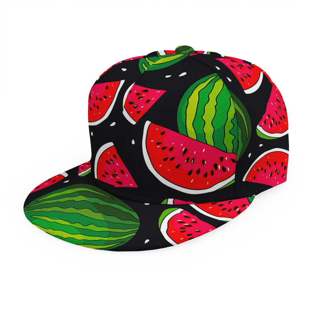 Black Watermelon Pieces Pattern Print Snapback Cap