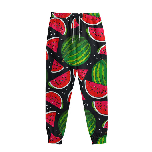 Black Watermelon Pieces Pattern Print Sweatpants