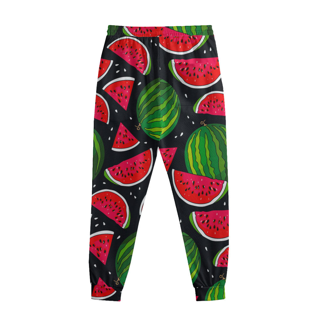 Black Watermelon Pieces Pattern Print Sweatpants