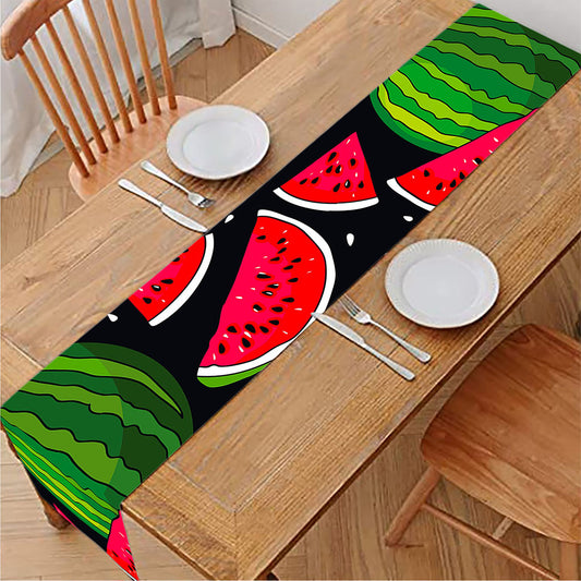 Black Watermelon Pieces Pattern Print Table Runner