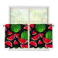 Black Watermelon Pieces Pattern Print Tier Curtains