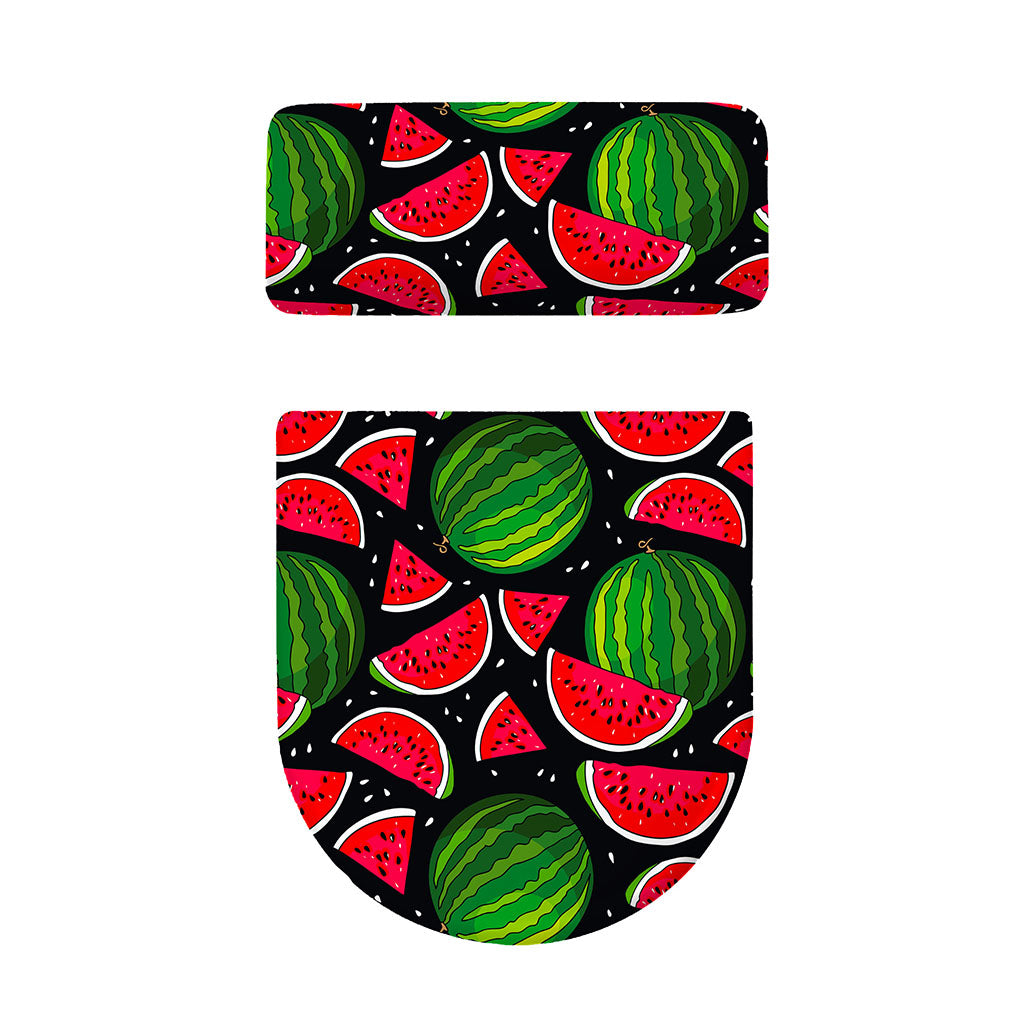 Black Watermelon Pieces Pattern Print Toilet Lid And Tank Cover Set
