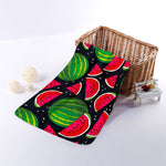 Black Watermelon Pieces Pattern Print Towel