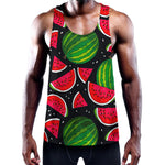 Black Watermelon Pieces Pattern Print Training Tank Top
