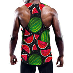 Black Watermelon Pieces Pattern Print Training Tank Top