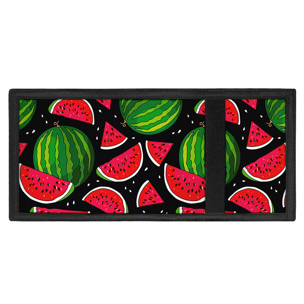 Black Watermelon Pieces Pattern Print Trifold Wallet