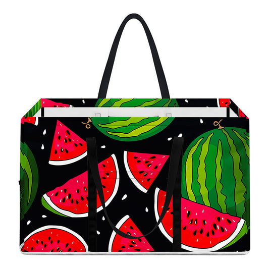 Black Watermelon Pieces Pattern Print Utility Tote Bag