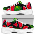 Black Watermelon Pieces Pattern Print White Chunky Shoes