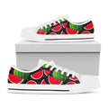 Black Watermelon Pieces Pattern Print White Low Top Sneakers